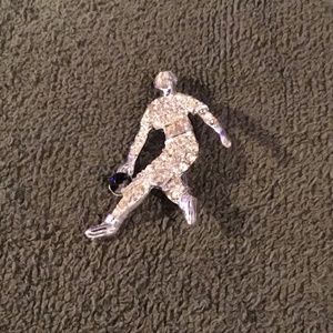Vintage 1950s Rhinestone Woman Bowler Pin
